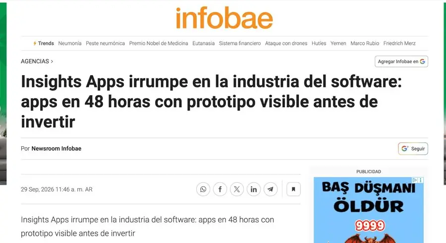 Nota de Infobae sobre insights apps - encabezado